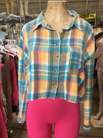 Image 13: Pre Ticket $32.99 cropped flannel top $3 each $18 per 6 pack