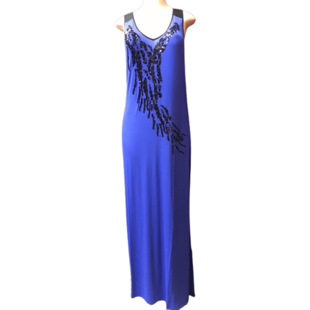 Branded 2 Tone Sequins Front V Neck Long Dress 6 Pack (Size: S-M-L-XL, 1-2-2-1)
