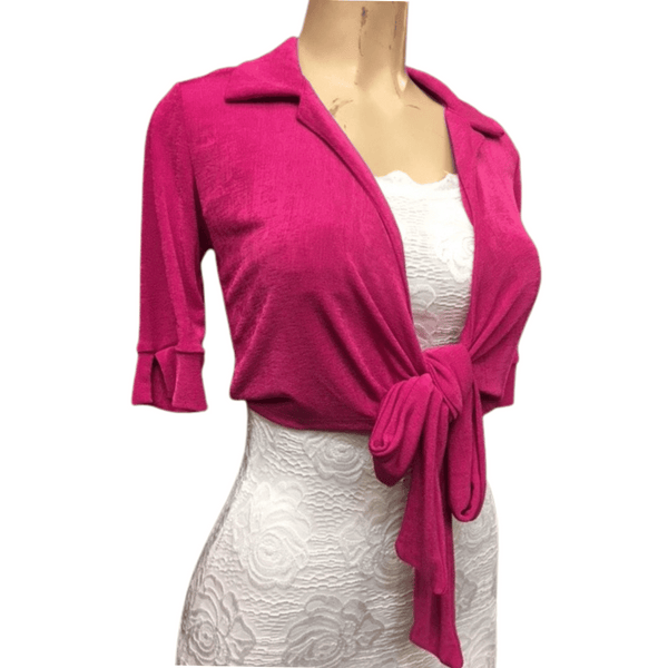 Tie Front Bolero Blouse 6 Pack Assorted Colors (Size: S-M-L, 2-2-2)
