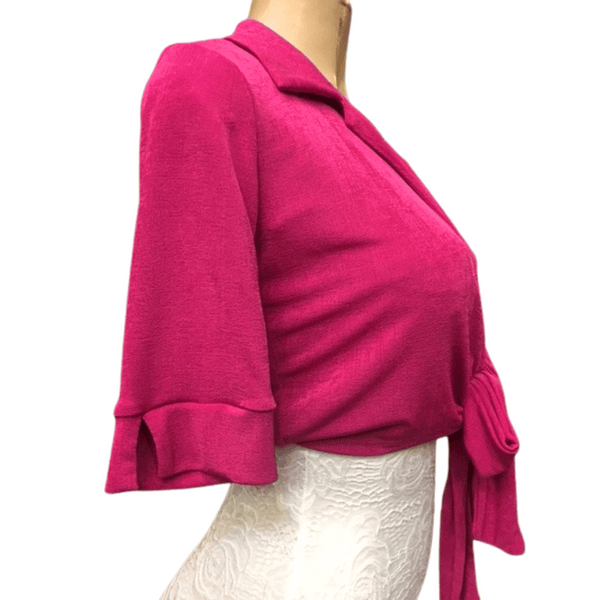 Tie Front Bolero Blouse 6 Pack Assorted Colors (Size: S-M-L, 2-2-2)