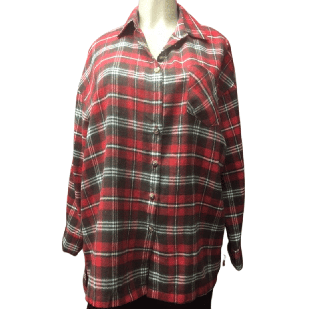 Oversized Plaid Shirt 3 Pack (Size: S-M-L, 1-1-1)