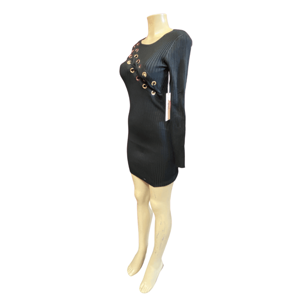 Grommets Accent Sweater Dress Long Sleeve Dress 6 Pack (S-M-L-XL, 1-2-2-1)