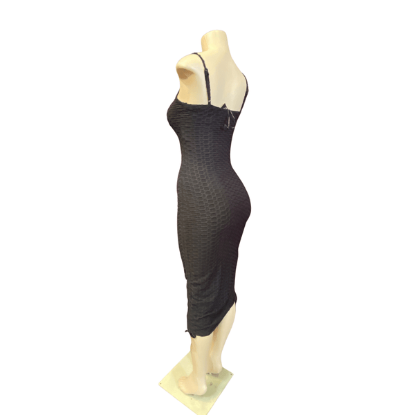 Pucker Material Long Dress with Pull Cinch Side 6 Pack Per Color (S-M-L-XL, 1-2-2-1)