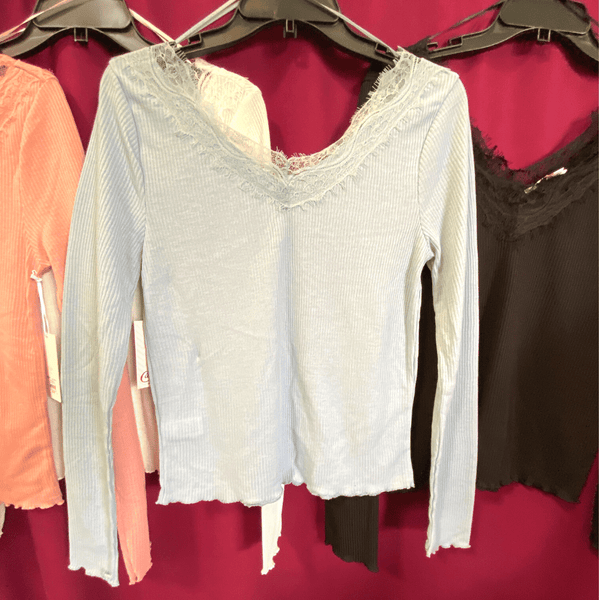 Branded Transitional Long Sleeve Top with Lace Trim 6 Pack (XS-S-M-L-XL-XXL, 1-1-1-1-1-1)