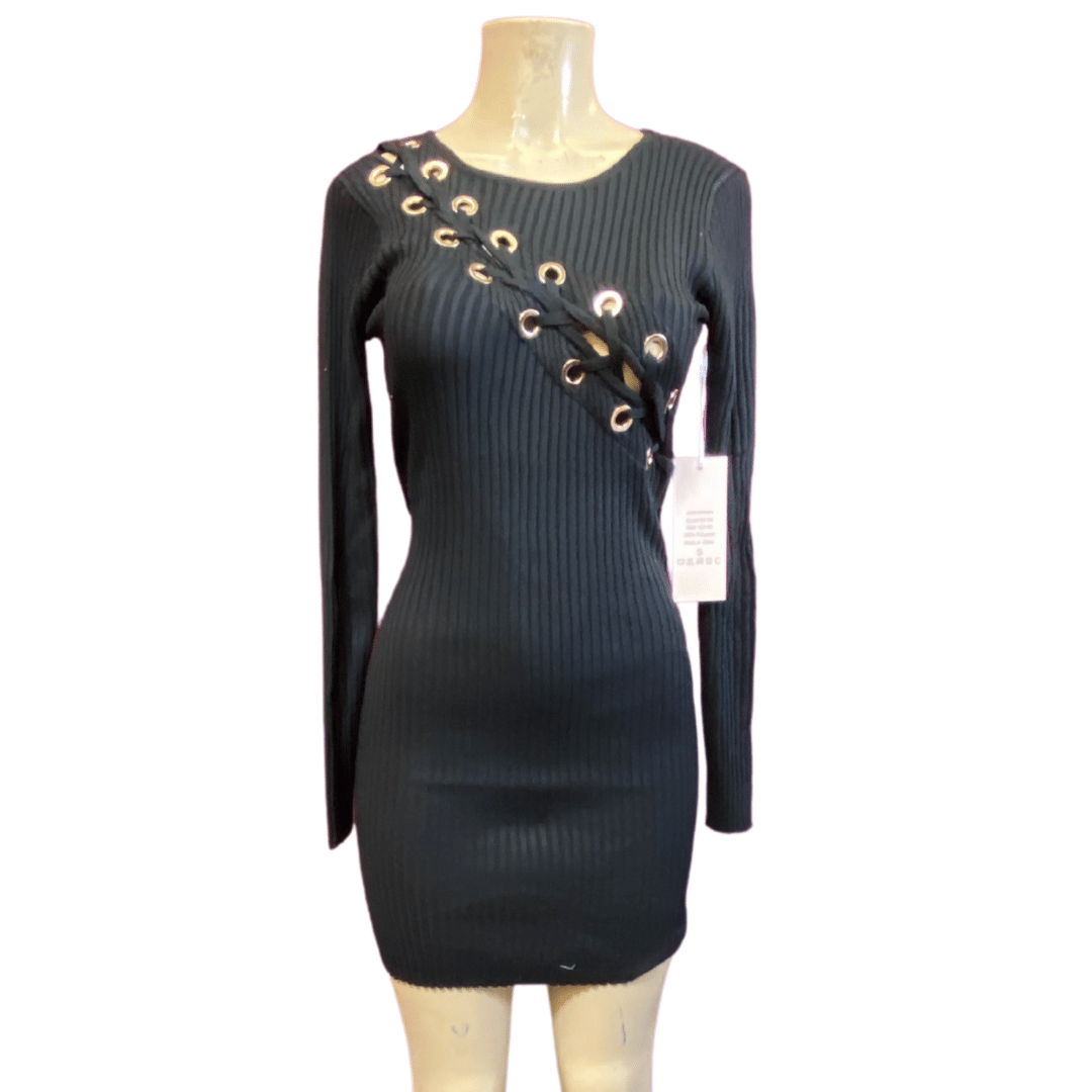 Grommets Accent Sweater Dress Long Sleeve Dress 6 Pack (S-M-L-XL, 1-2-2-1)
