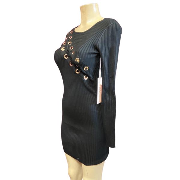 Grommets Accent Sweater Dress Long Sleeve Dress 6 Pack (S-M-L-XL, 1-2-2-1)