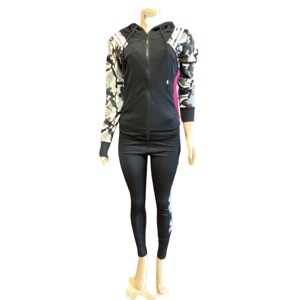 3 Piece Camo Highlight Hoodie Top with Zipper Pockets Activewear Set 8 Pack (S/M-X/XL, 4-4)