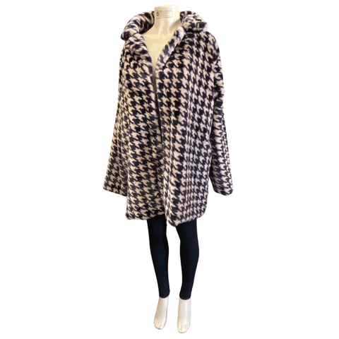 Hound Tooth Print Fluffy Jacket 6 Pack (S-M-L-XL, 1-2-2-1)