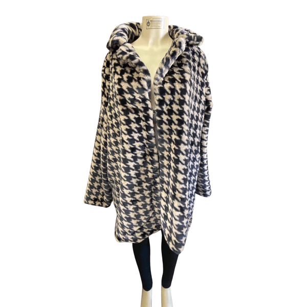 Hound Tooth Print Fluffy Jacket 6 Pack (S-M-L-XL, 1-2-2-1)
