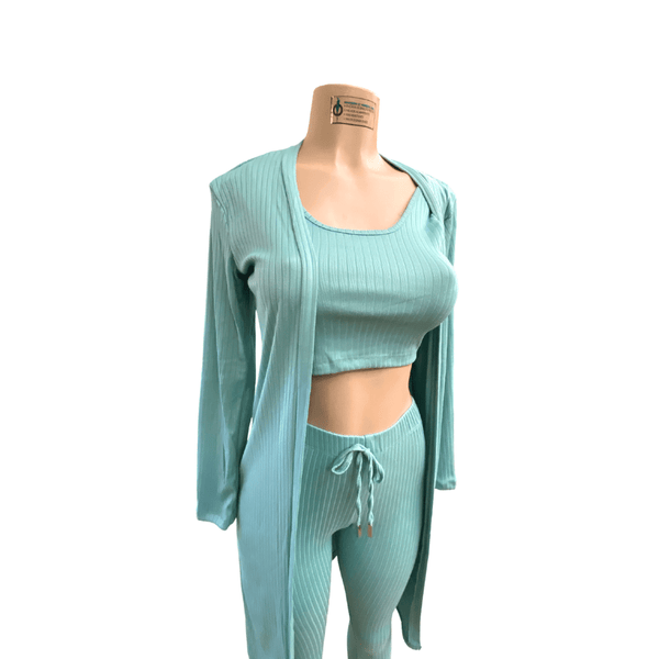 3 Pieces Ribbed Legging Lounge Set 6 Pack  (Size: S-M-L, 2-2-2)