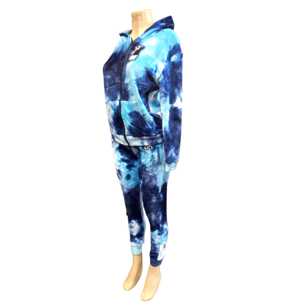 Tie-Dye Zip Front Soft Velour Set Hoodie Set 6 Pack Assorted Print (S/M-L/XL, 3-3)