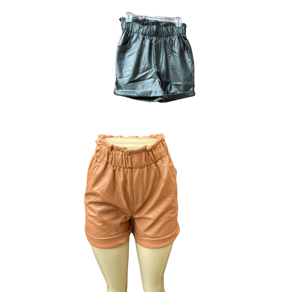 Leather Look High Waist Shorts 6 Pack per Color (S-M-L, 2-2-2)