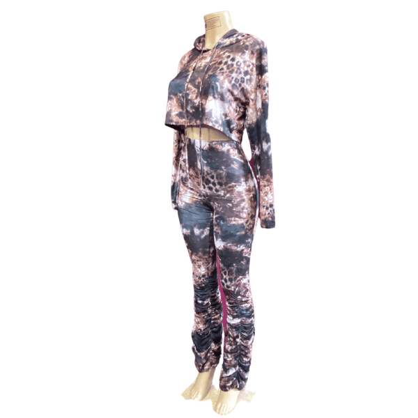 Fleur 2 Piece Set Hoodie Crop Top and Cinched Bottom 3 Pack (S-M-L)