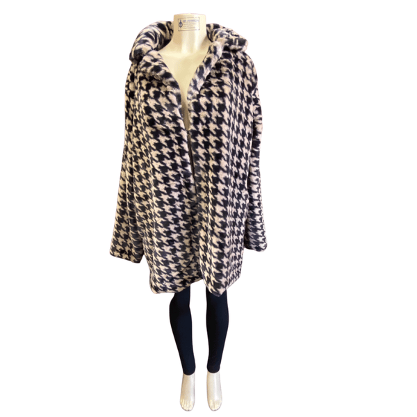 Hound Tooth Print Fluffy Jacket 6 Pack (S-M-L-XL, 1-2-2-1)