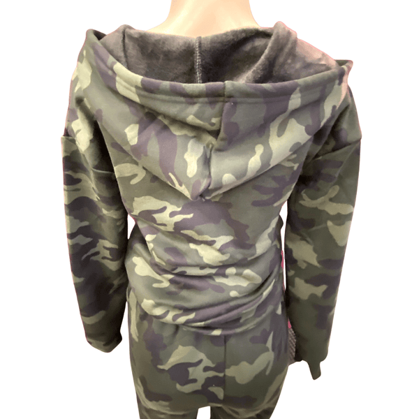 Camo Fur Lined Two Piece Hoodie Set Quarter Zip Top 4 Pack (S/M-L/XL, 2-2) Per Color