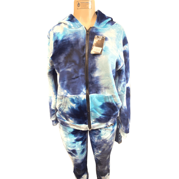 Tie-Dye Zip Front Soft Velour Set Hoodie Set 6 Pack Assorted Print (S/M-L/XL, 3-3)
