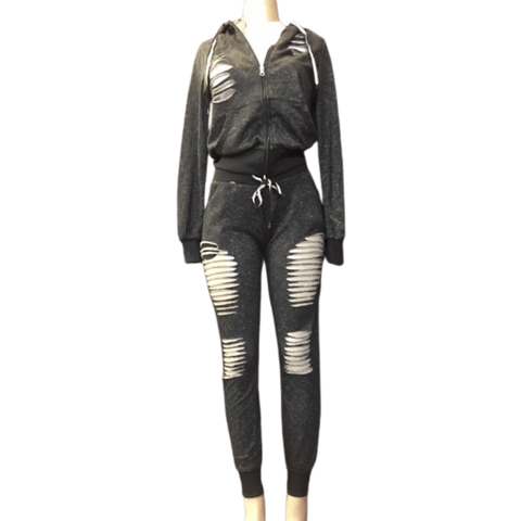 2 Peace Zipper Hoody Jacket With Rips and Tears 6 Pack Per Colors (Size: S-M-L-XL, 1-2-2-1)
