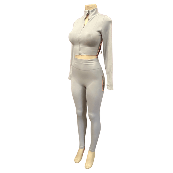 Two Piece Activewear Set High Waist Zip Front 6 Pack (S/M-L/XL, 3-3) per Color