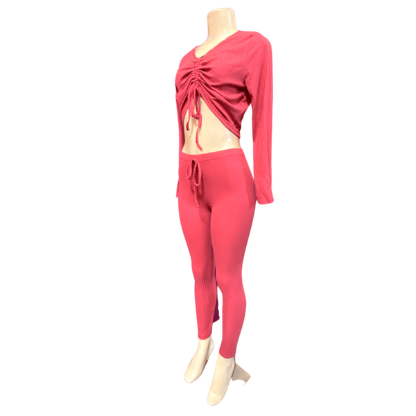 Cinched Crop Top 2 Piece Set Activewear 6 Pack Assorted Colors (S/M-L/XL, 3-3)