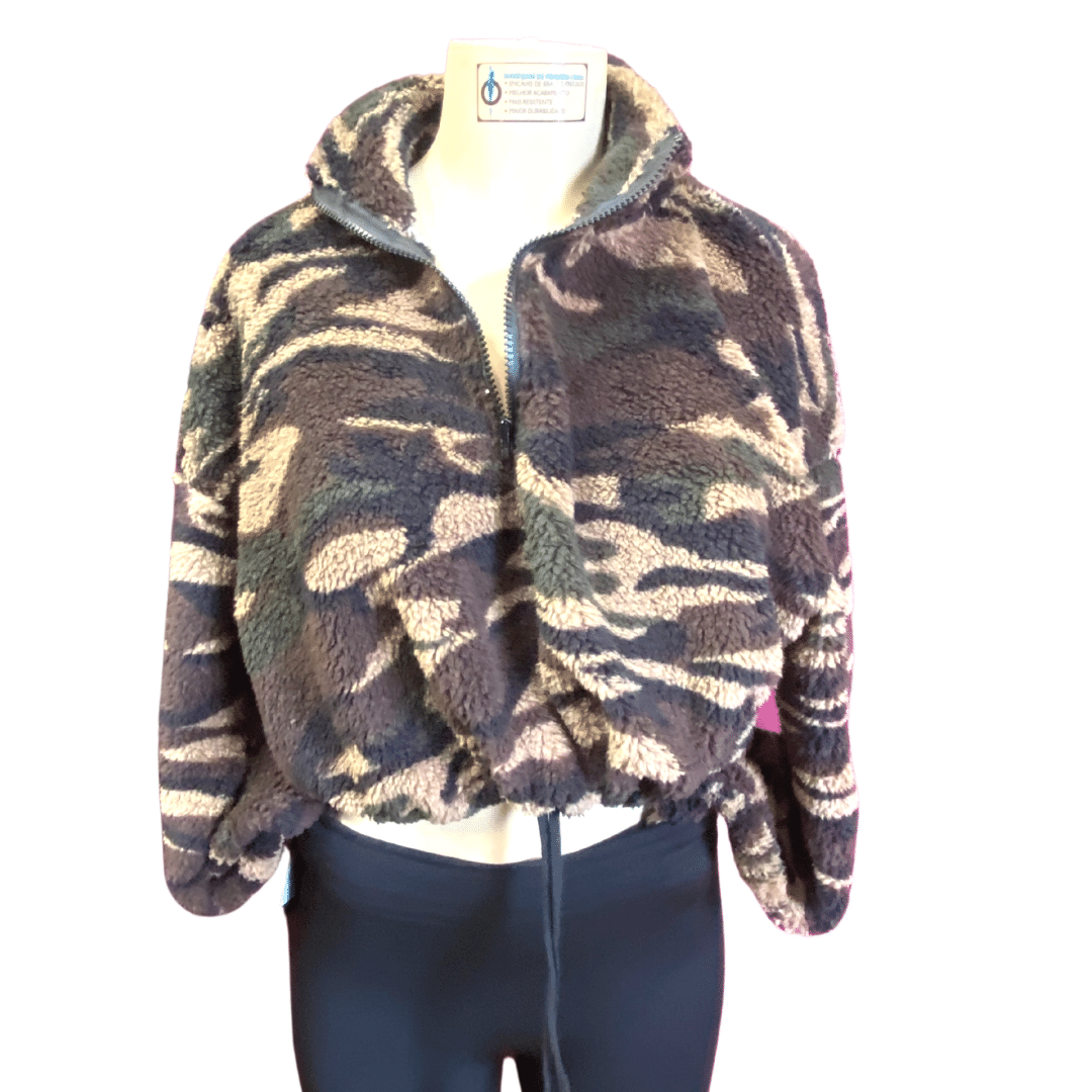 Quarter Zip Fashion Fluffy Top Front Pull String 6 per Style (S-M-L, 2-2-2)
