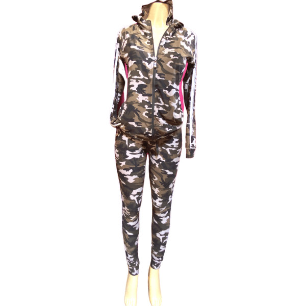 Camo 2 Piece Set Hoodie Side Stripes Activewear Set 6 Pack (S/M-L/XL. 3-3)