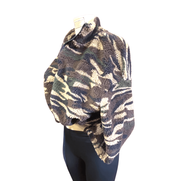 Quarter Zip Fashion Fluffy Top Front Pull String 6 per Style (S-M-L, 2-2-2)