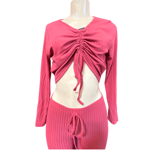 Cinched Crop Top 2 Piece Set Activewear 6 Pack Assorted Colors (S/M-L/XL, 3-3)