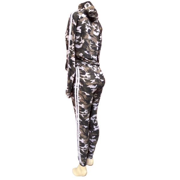 Camo 2 Piece Set Hoodie Side Stripes Activewear Set 6 Pack (S/M-L/XL. 3-3)