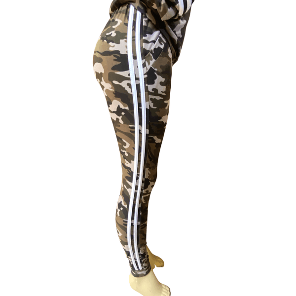 Camo 2 Piece Set Hoodie Side Stripes Activewear Set 6 Pack (S/M-L/XL. 3-3)