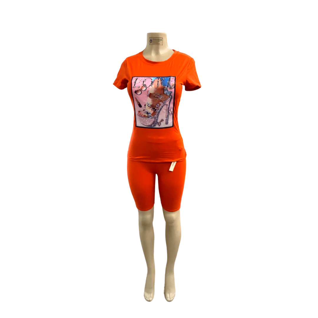 Two Pieces Graphic Tee Set 6 Pack (Size: S-M-L, 2-2-2)