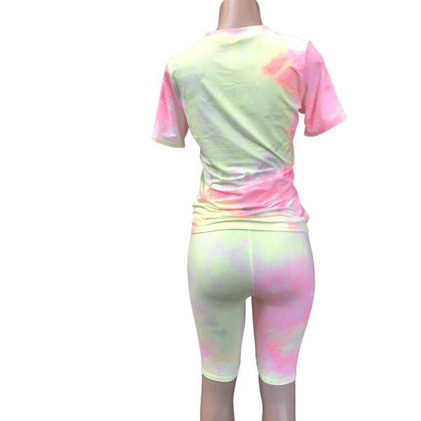 2 Piece Short Set Tye Dye 6 Pack (Size: S-M-L, 2-2-2)
