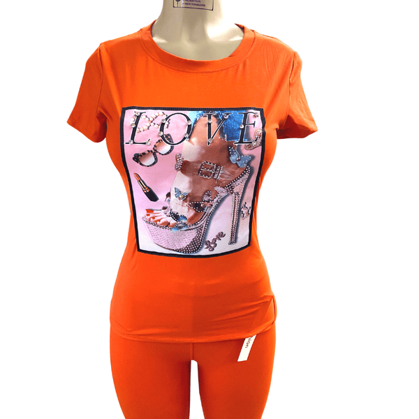 Two Pieces Graphic Tee Set 6 Pack (Size: S-M-L, 2-2-2)