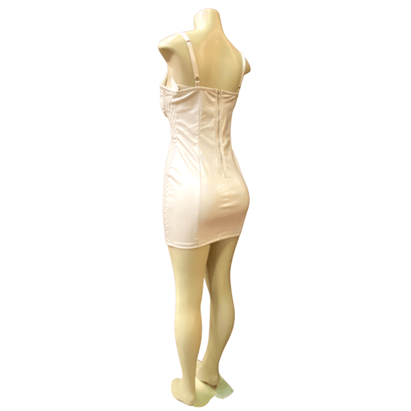 Leather Look Form Bodycon Fitting Dress 6 Pack per Color (S-M-L, 2-2-2)