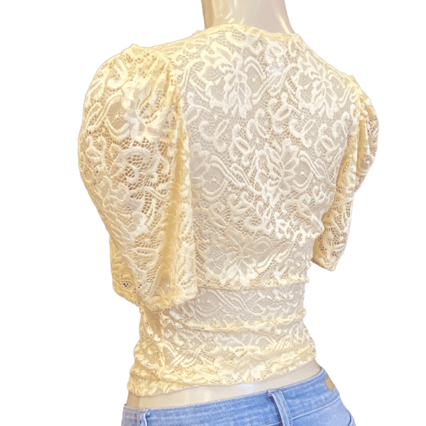 Women's Lace Blouses Made In USA Yellow 6 Pack (S-M-L, 2-2-2)