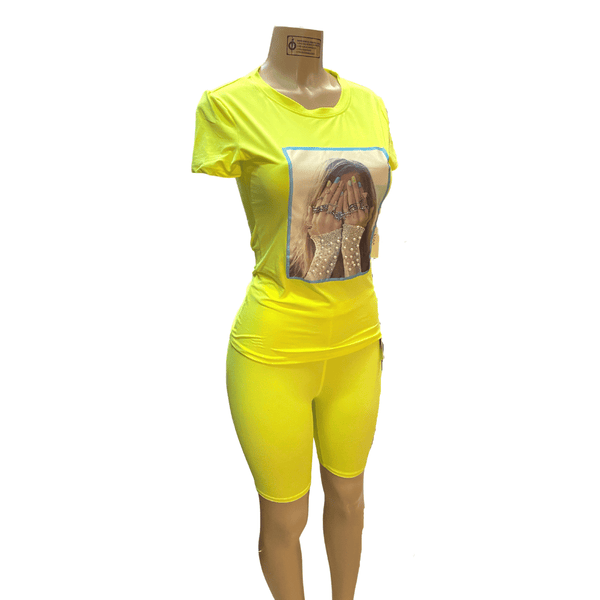 Two Pieces Graphic Tee Set 6 Pack (Size: S-M-L, 2-2-2)