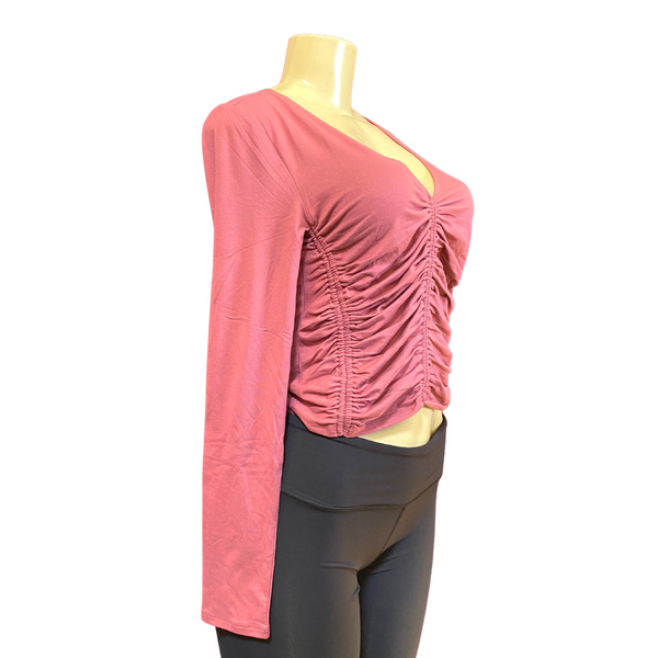 Cinched V-Neck Long Sleeve Top 5 Pack (XS-S-M-L-XL, 1-1-1-1-1)