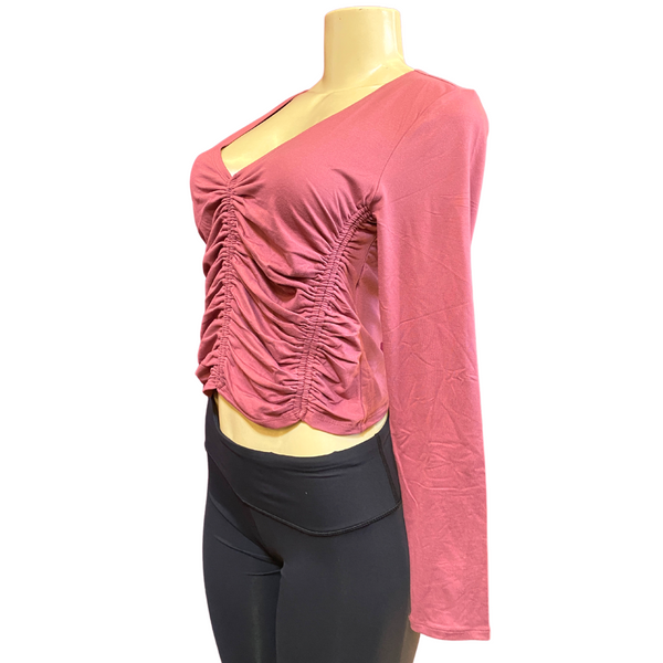 Cinched V-Neck Long Sleeve Top 5 Pack (XS-S-M-L-XL, 1-1-1-1-1)