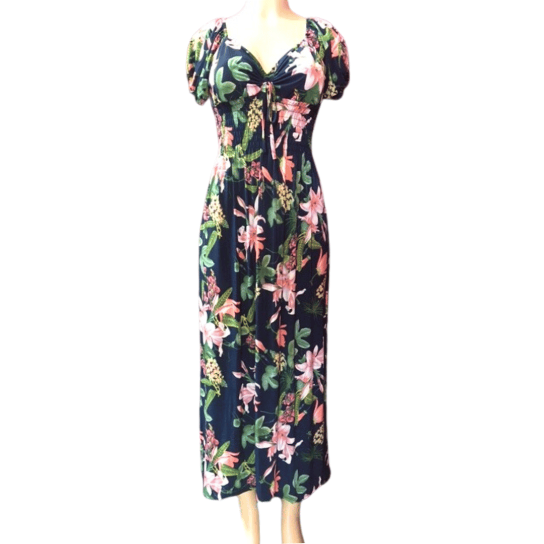 Short Sleeve Tie Cinched Front Floral Dress 6 Pack Assorted Colors (Size: S/M-L/XL, 3-3)