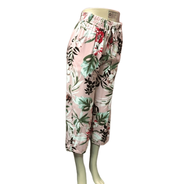 Elastic Waist 2 Pocket Floral Print Palazzo Capri 6 Pack Assorted Colors (Size: One Size Fits All)
