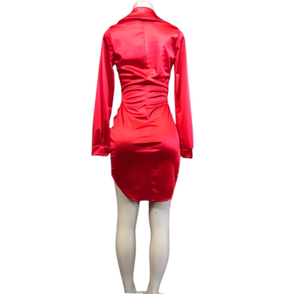 Shiny Belted V Neck Party Dress 3 Pack Per Color (Size: S-M-L, 1-1-1)