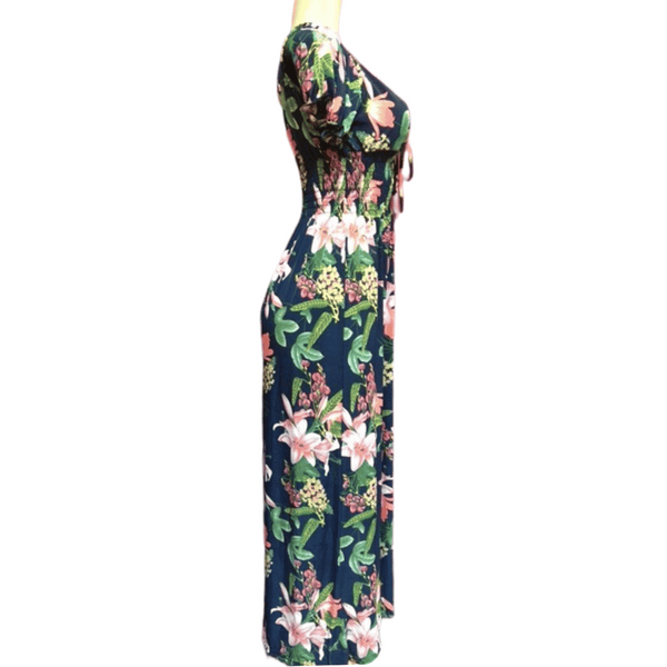 Short Sleeve Tie Cinched Front Floral Dress 6 Pack Assorted Colors (Size: S/M-L/XL, 3-3)