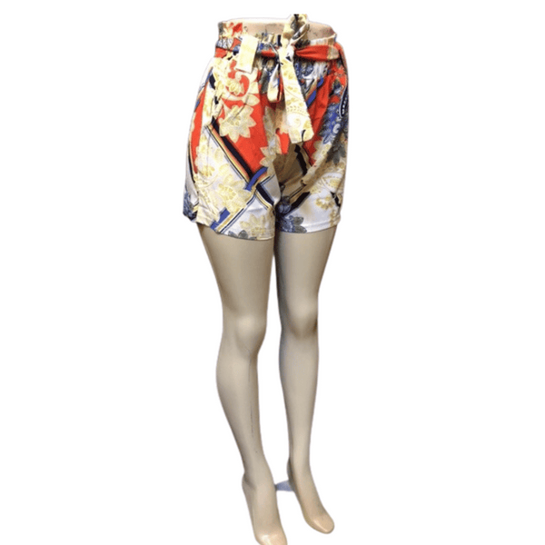 Cinched Waist Belted 2 Pockets Printed Shorts 6 Pack Assorted Colors (Size: S/M-L/XL, 3-3)
