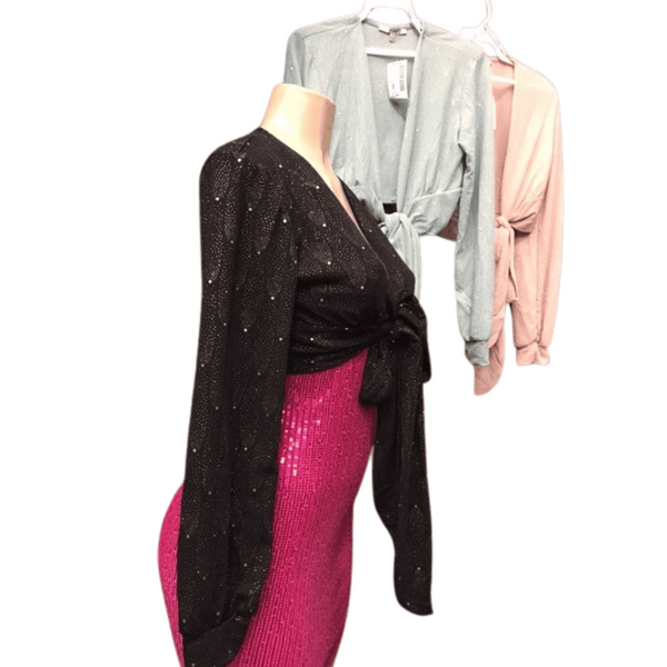 Tie Front Crop Top 6 Pack Assorted Colors (Size: S-M-L, 2-2-2)