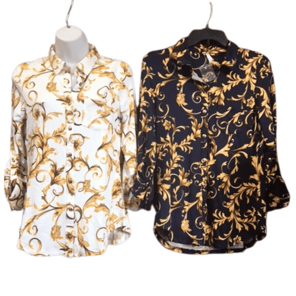 Scarf Print Blouse 6 Pack Per Color (Size: S-M-L-XL, 1-2-2-1)