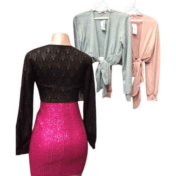 Tie Front Crop Top 6 Pack Assorted Colors (Size: S-M-L, 2-2-2)