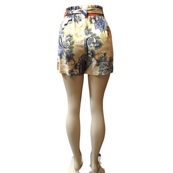 Cinched Waist Belted 2 Pockets Printed Shorts 6 Pack Assorted Colors (Size: S/M-L/XL, 3-3)