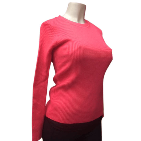 Form Fitting Ribbed Crew Neck Sweater 6 Pack Assorted Colors (Size: One Size)