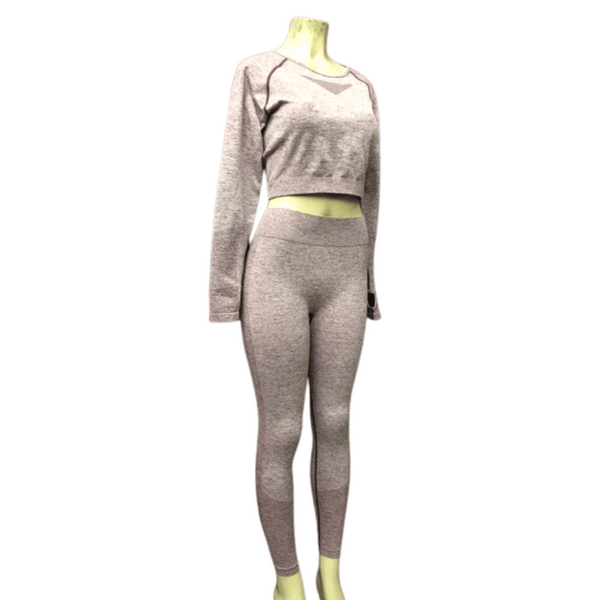 Crop Long Sleeve Active Wear Set 6 Pack Per Color (Size: S/M-M/L, 3-3)