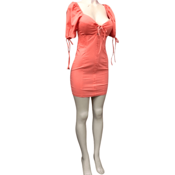 Side Cinched Button Front Dress 6 Pack Per Color (Size: S-M-L, 2-2-2)