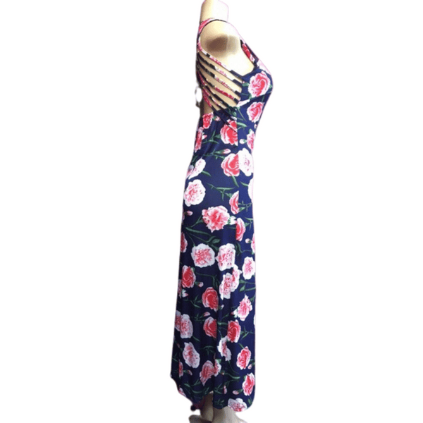 Open Back Long Floral Dress 6 Pack Assorted Colors (Size: M-L, 3-3)